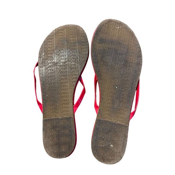 Esprit Flip Flop Patent Red Sandals Summer Casual 90s Y2K Size 7 - Picture 2 of 3